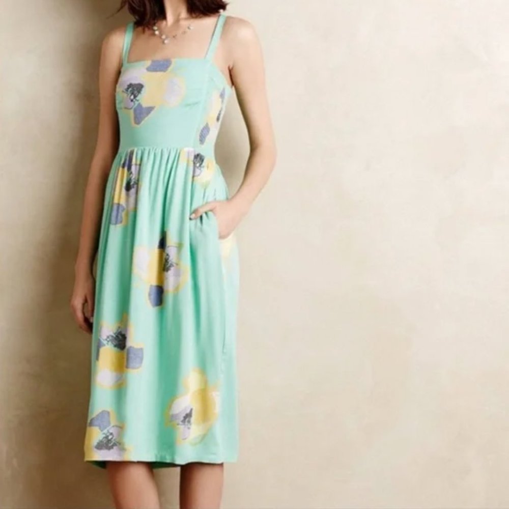 Anthropologie - Corey Lynn Calter - Sketchbook Floral Mint Midi Dress - Size S